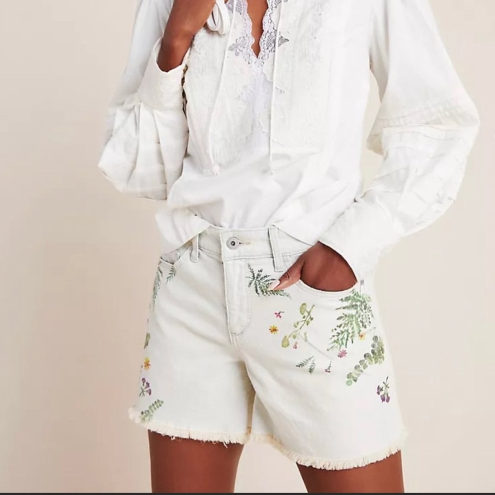 Pilcro and the Letterpress Floral Print Jean Shorts Size 28